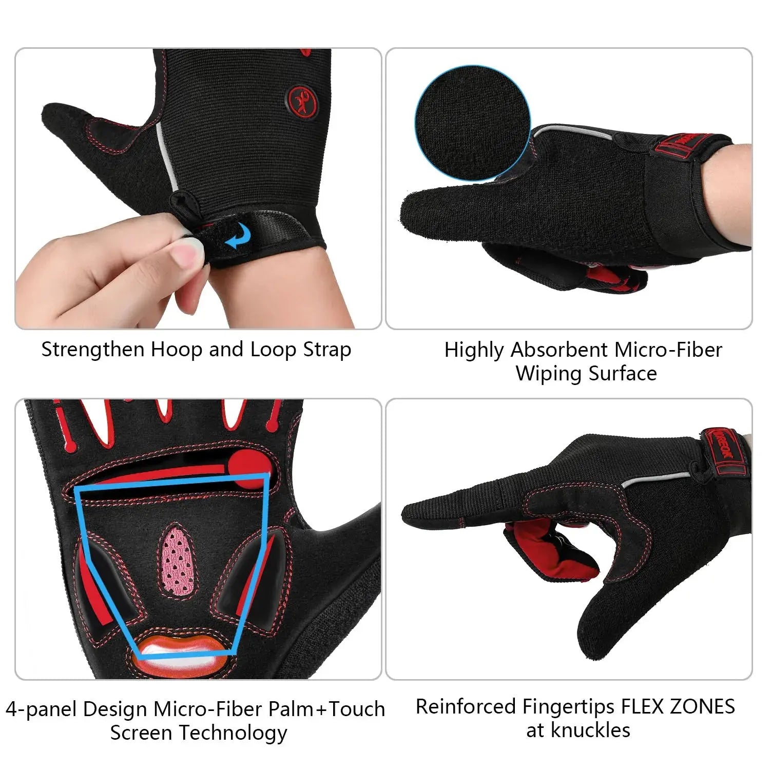 MOREOK Cycling Gloves Full Finger Bike Gloves 5MM Liquid Gel Pad Anti-Slip Shock-Absorbing Touchscreen Bicycle Gloves Men Women PowerGlide Motors & Accessories
