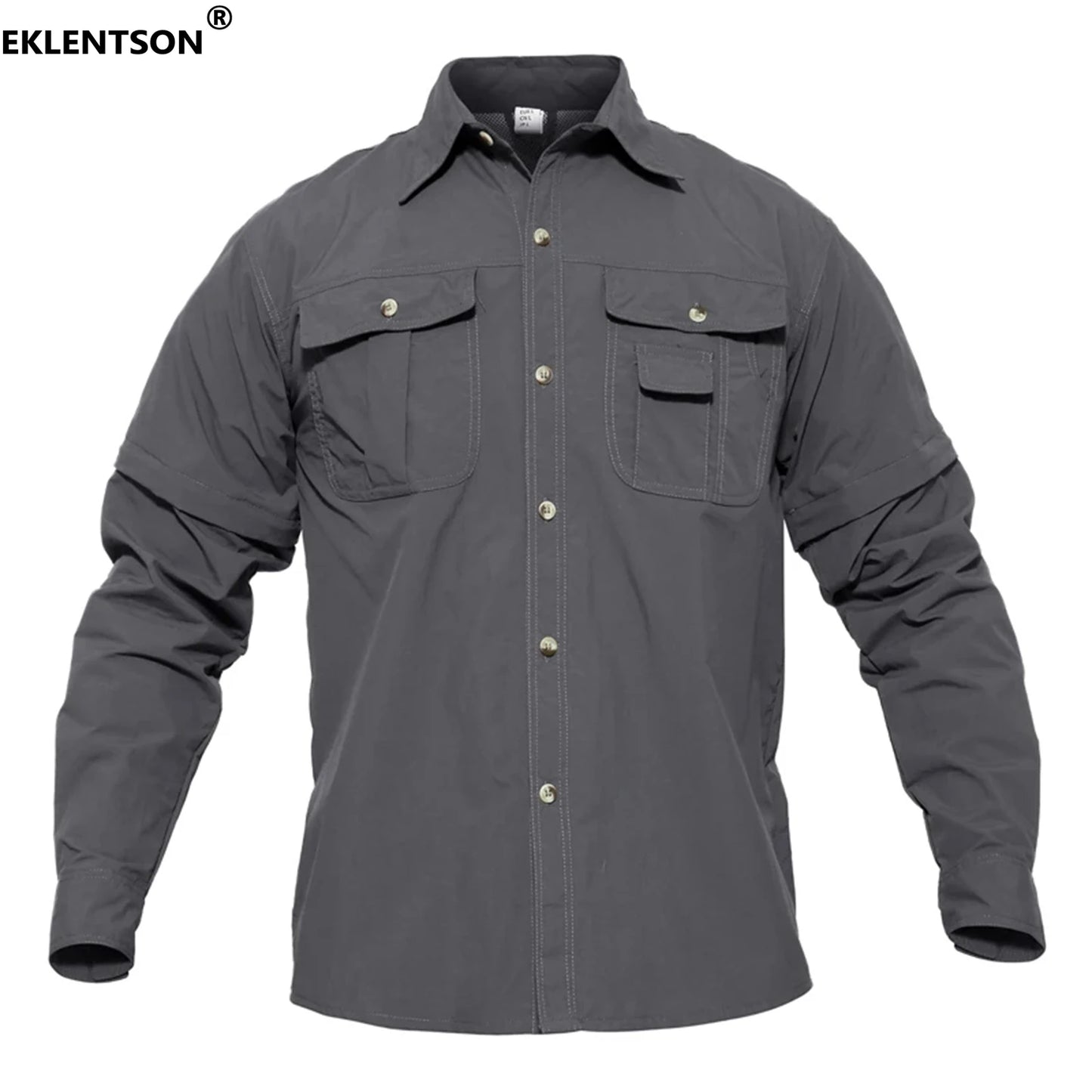 EKLENTSON Training Shirts Men Summer Quick Dry Convertible Shirts Long Sleeve Lightweight Hiking Camping Travel Shirts