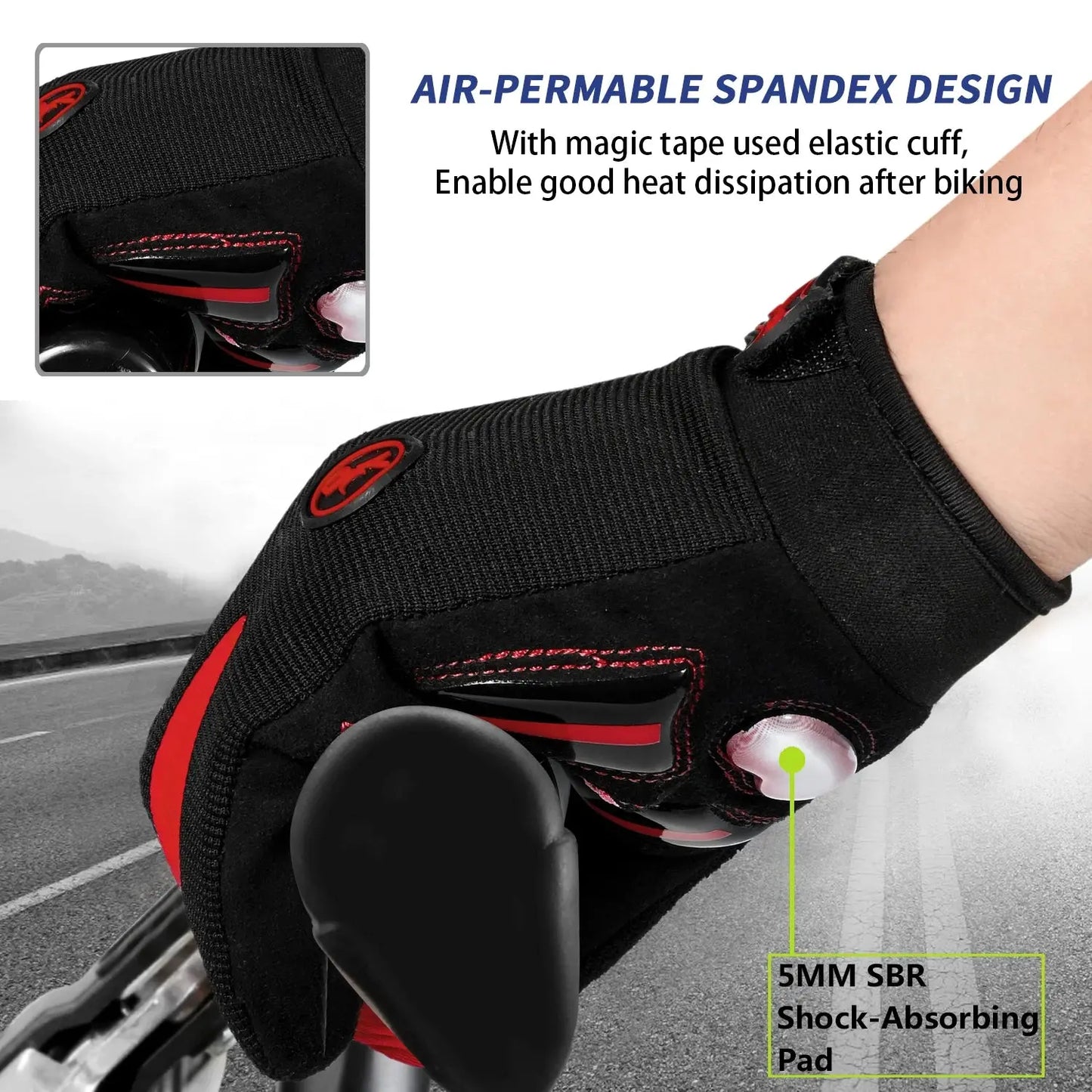 MOREOK Cycling Gloves Full Finger Bike Gloves 5MM Liquid Gel Pad Anti-Slip Shock-Absorbing Touchscreen Bicycle Gloves Men Women PowerGlide Motors & Accessories