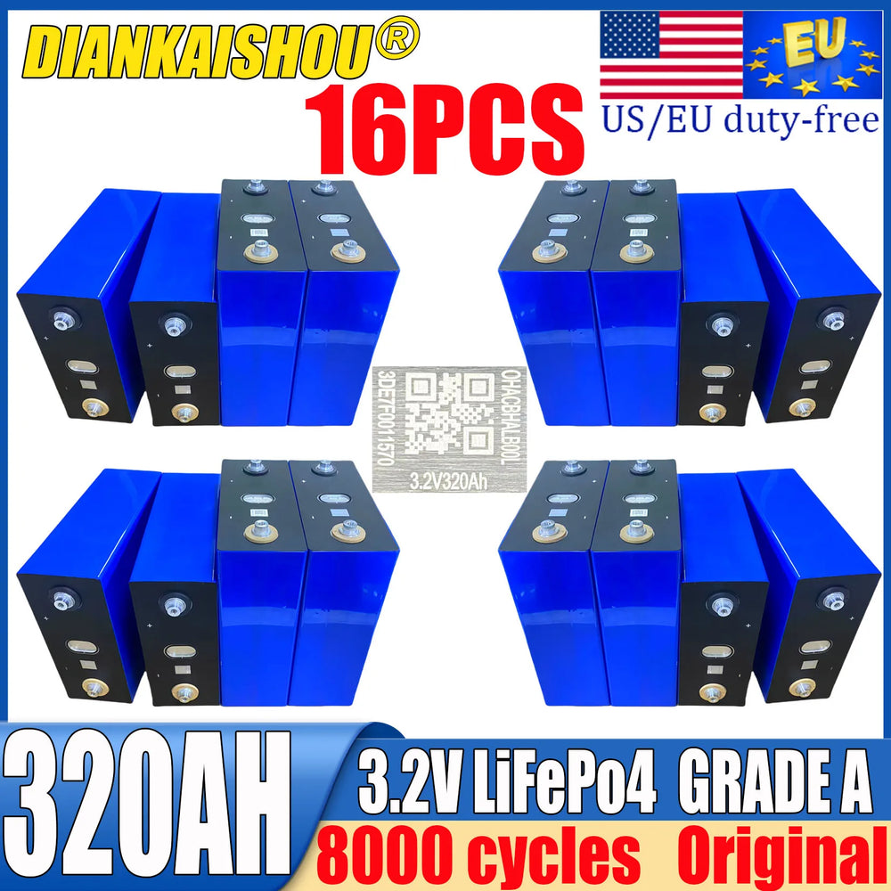 16pcs 3.2V 320Ah 280Ah 105Ah 3C lithium iron phosphate battery 48V golf cart solar energy storage Lifepo4 rechargeable battery