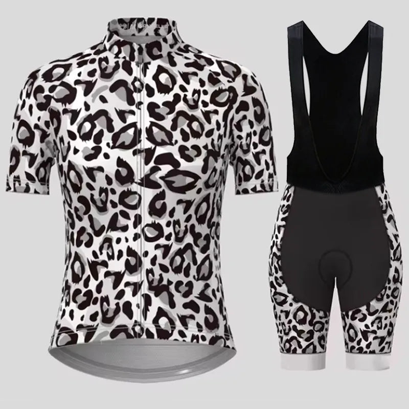 Men's Short Sleeve Bicycle Leopard print, MTB Cycling Clothing, Bike Uniform, Cycle Shirt, Racing Cycling Jersey Set, Summer