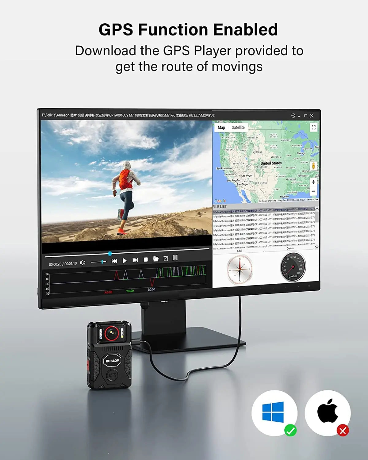 BOBLOV M7 Pro 4K GPS Body Camera 256GB Video Recorder 180° Rotate Lens Mounted Camera 4000mAh Battery 15 Hours Recording Bodycam