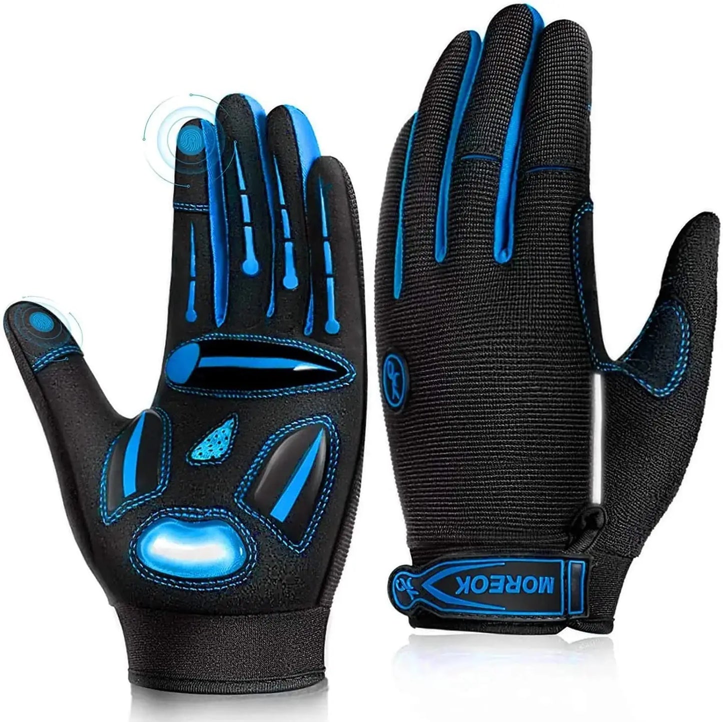 MOREOK Cycling Gloves Full Finger Bike Gloves 5MM Liquid Gel Pad Anti-Slip Shock-Absorbing Touchscreen Bicycle Gloves Men Women PowerGlide Motors & Accessories