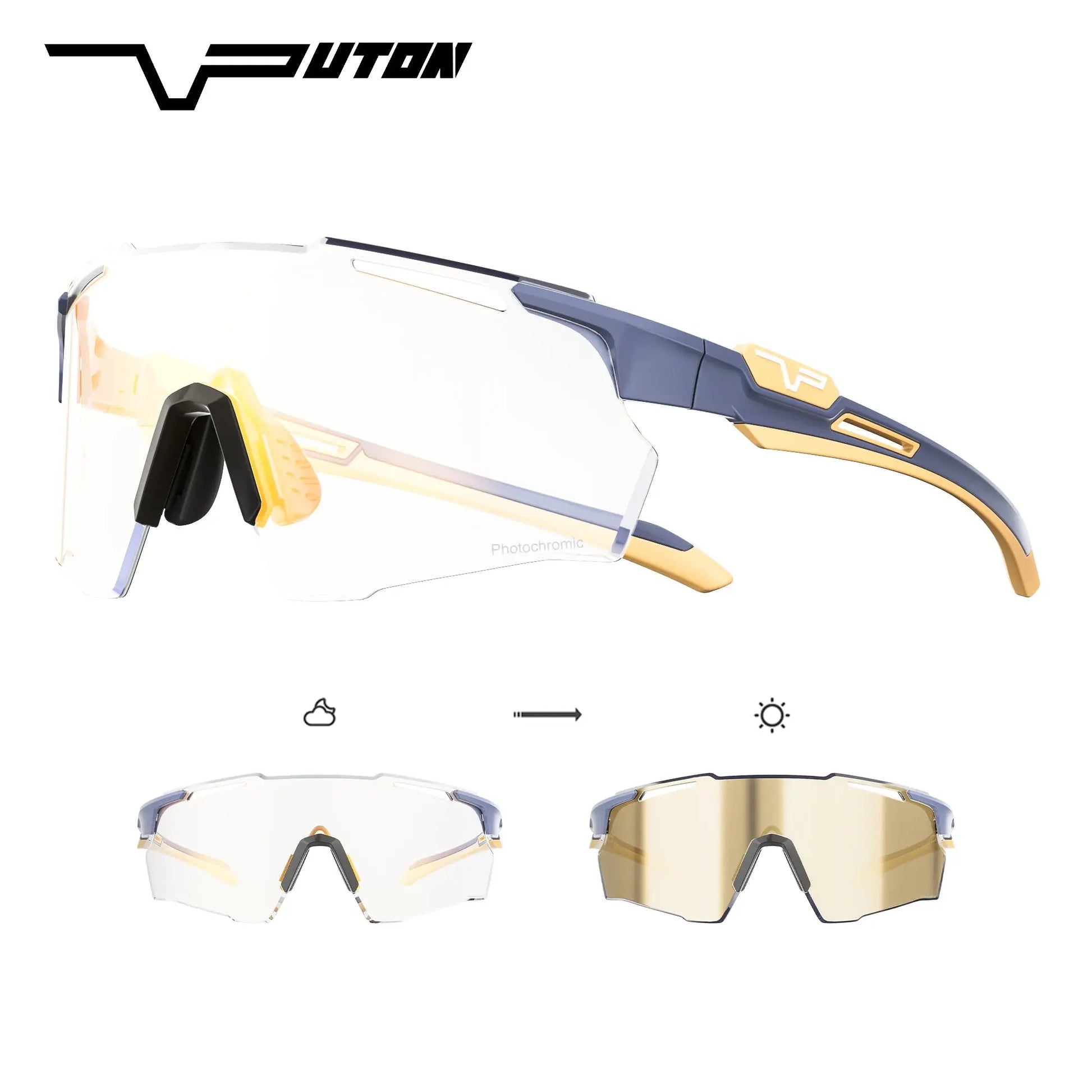 PUTON Photochromic Cycling Glasses Outdoor Running Sunglasses Men Women MTB Road Bike Glasses Fashion Hiking Drive Sunglasses PowerGlide Motors & Accessories