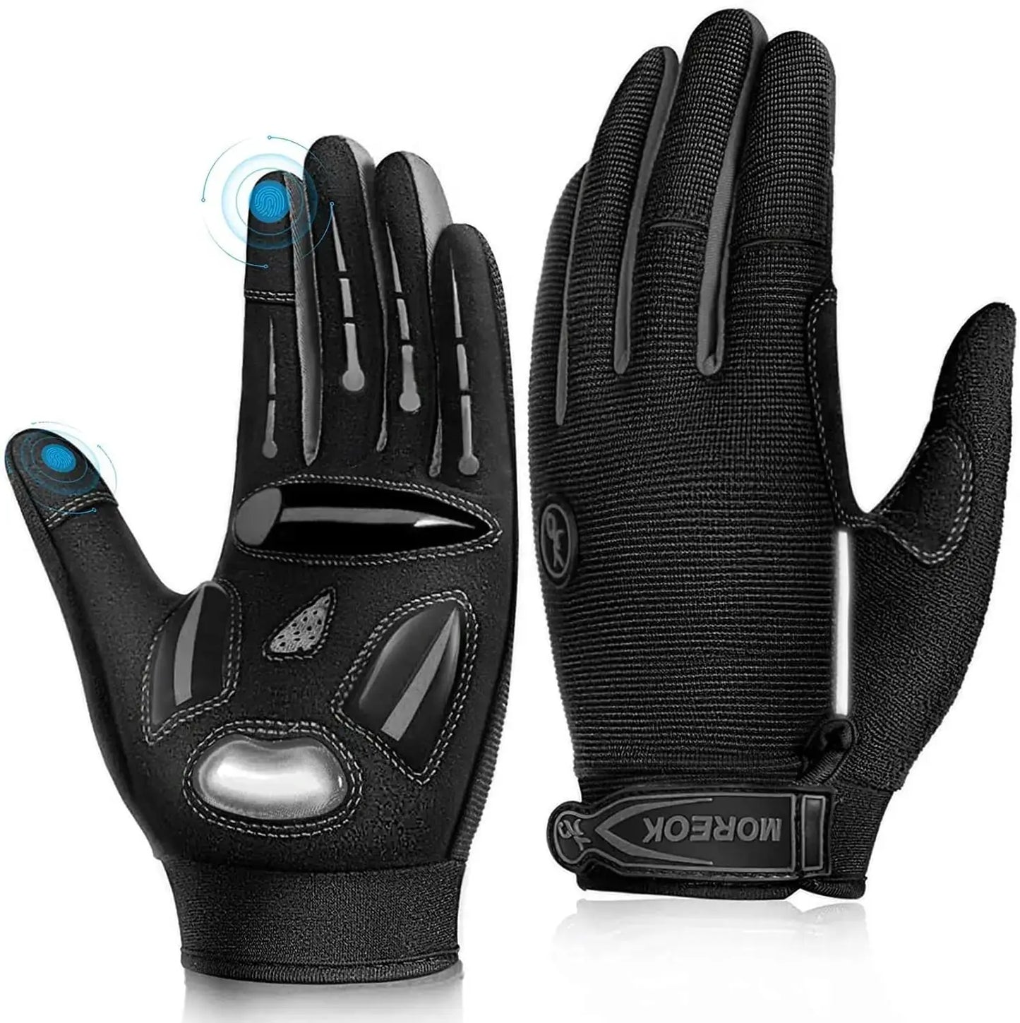 MOREOK Cycling Gloves Full Finger Bike Gloves 5MM Liquid Gel Pad Anti-Slip Shock-Absorbing Touchscreen Bicycle Gloves Men Women PowerGlide Motors & Accessories