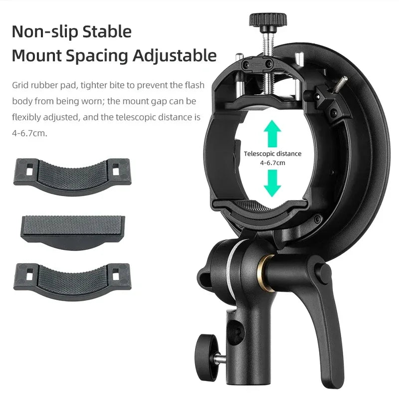 S2 Speedlite Bracket S1 Updated S-Type Bowens Flash Holder Mount for V1 V860III AD200 AD400Pro TT600 Snoot Softbox