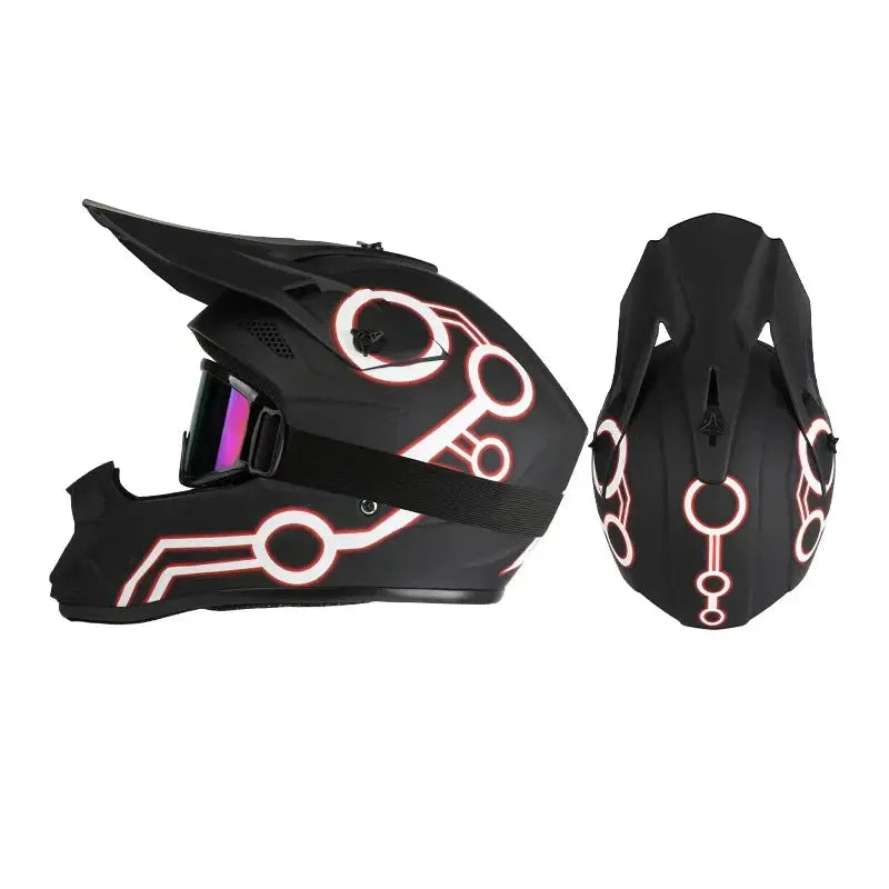 Off road motorcycle helmet rally downhill full helmet riding with goggles suitable for all seasons for men women and children PowerGlide Motors & Accessories