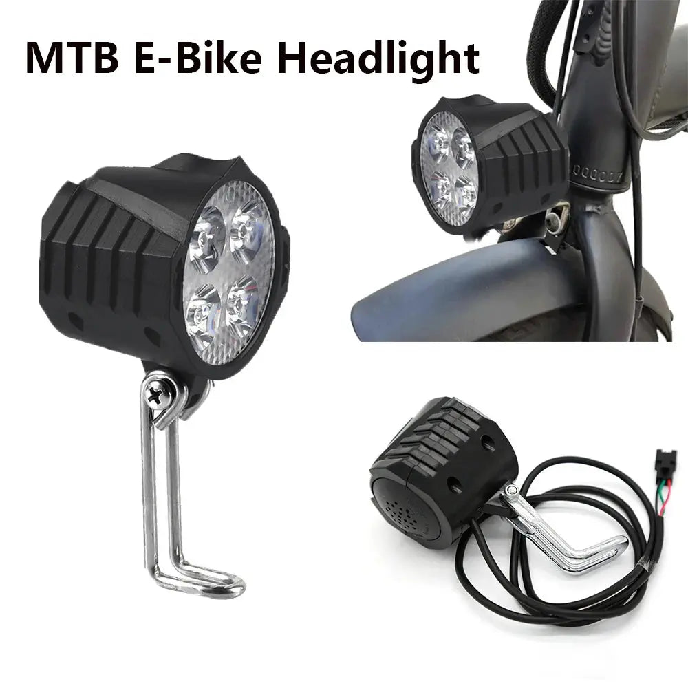 E-Bike 12V 24V 36V 48V 60V 72V Electric Bicycle Light with Horn Waterproof IPX4 Headlight Horn Set Front Headlight Horn Set PowerGlide Motors & Accessories