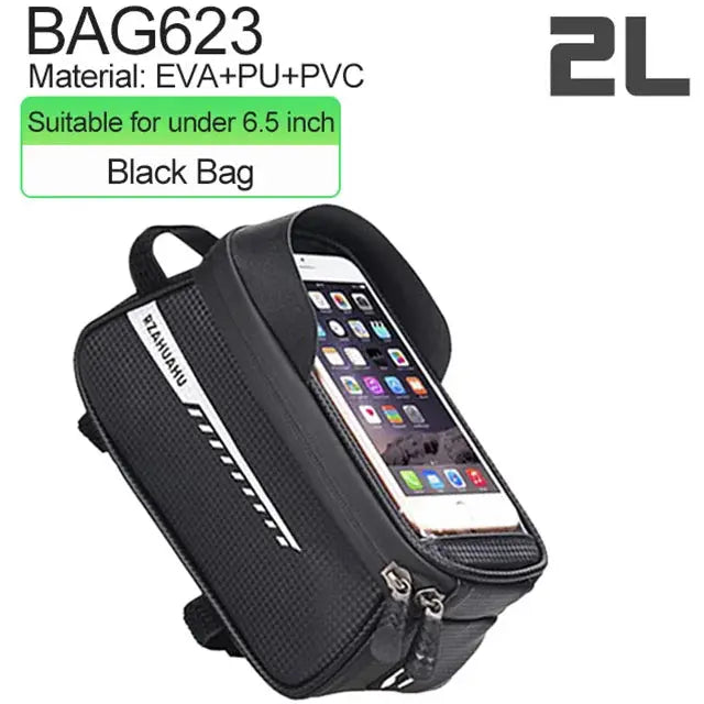 NEWBOLER 2L Bicycle Bag Cycling Top Front Tube Frame Bag Waterproof 7.2Inches Phone Case Storage Touch Screen MTB Road Bike Bag PowerGlide Motors & Accessories