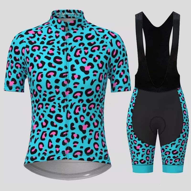 Men's Short Sleeve Bicycle Leopard print, MTB Cycling Clothing, Bike Uniform, Cycle Shirt, Racing Cycling Jersey Set, Summer