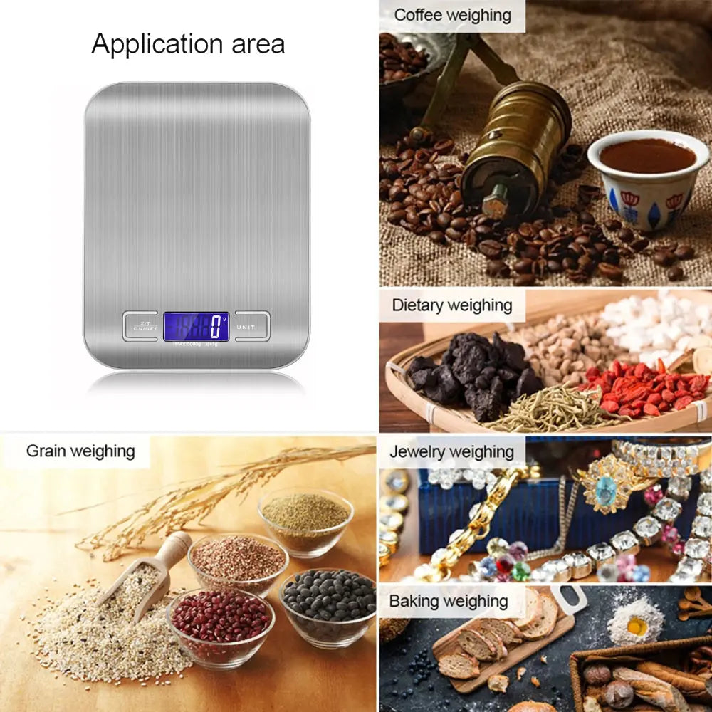 New 5kg/1g Portable Kitchen Scale Coffee Electronic Scale Stainless Steel Surface LCD Backlit Kitchen Food Scales Weighing Tool PowerGlide Motors & Accessories