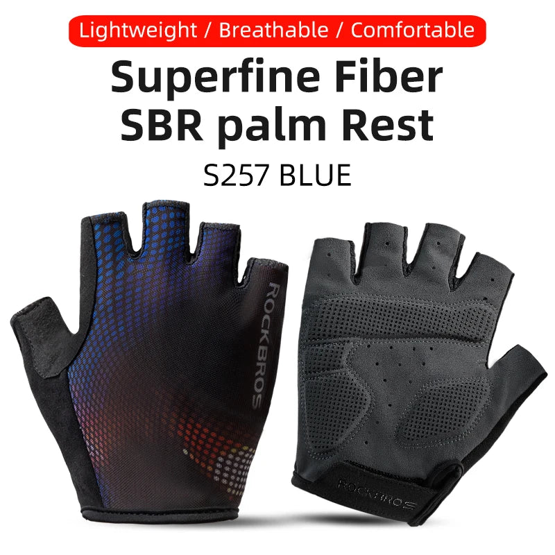 ROCKBROS Half Finger Cycling Gloves Breathable Shockproof MTB Mountain Bike Gloves Mens Outdoor  Bicycle Riding Mittens