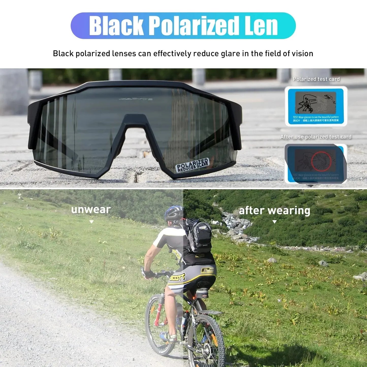 Kapvoe Cycling Glasses Polarized MTB Road Bike Glasses UV400 Protection Sunglasses Ultra Light Sport Eyewear Equipment PowerGlide Motors & Accessories