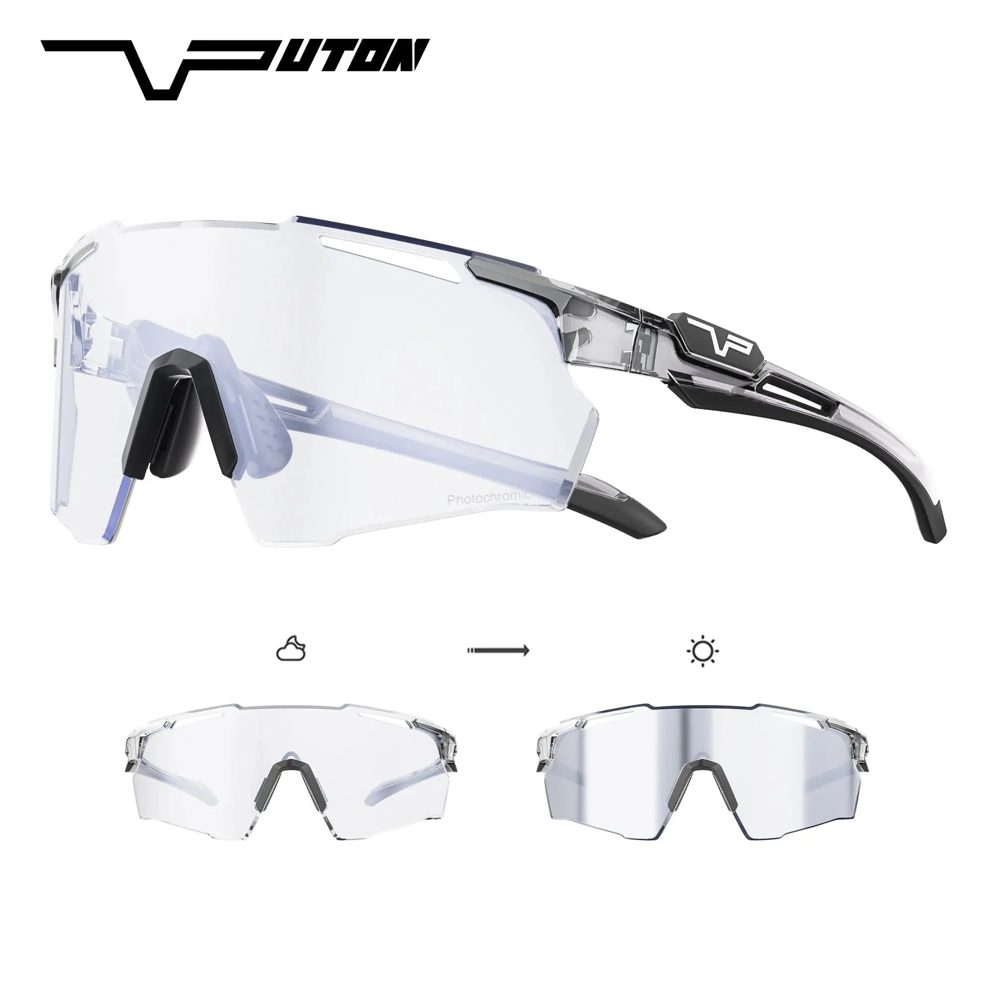 PUTON Photochromic Cycling Glasses Outdoor Running Sunglasses Men Women MTB Road Bike Glasses Fashion Hiking Drive Sunglasses PowerGlide Motors & Accessories
