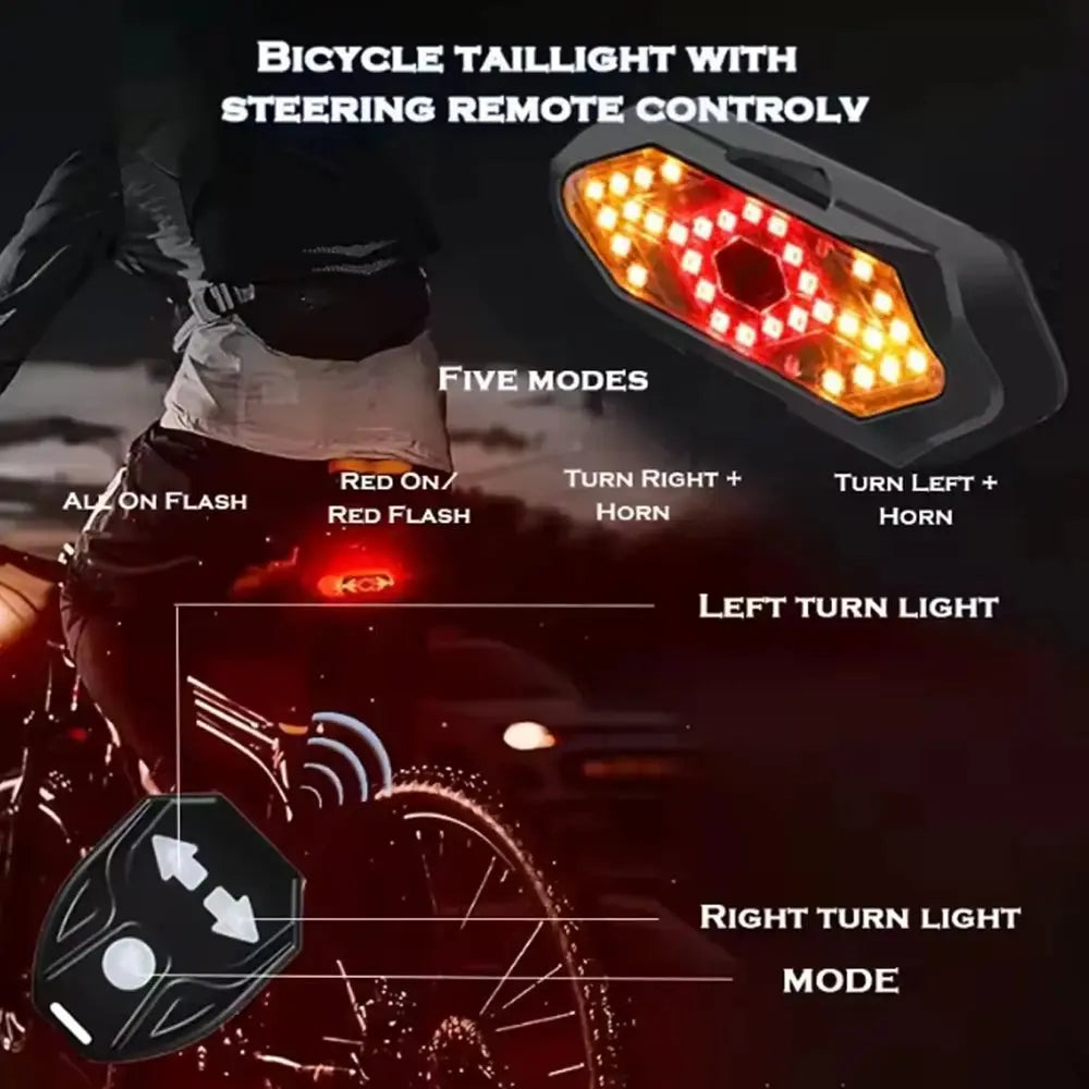 Remote Controlled Turn Signal Tail Light Usb Rechargeable Mountain Waterproof Night Riding 32led Bicycle Turn Signal PowerGlide Motors & Accessories