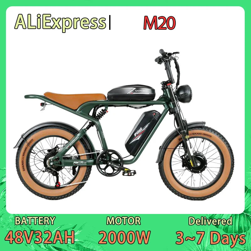 SAMEBIKE M20 Fat Tire Electric Bike with Dual 48V Battery