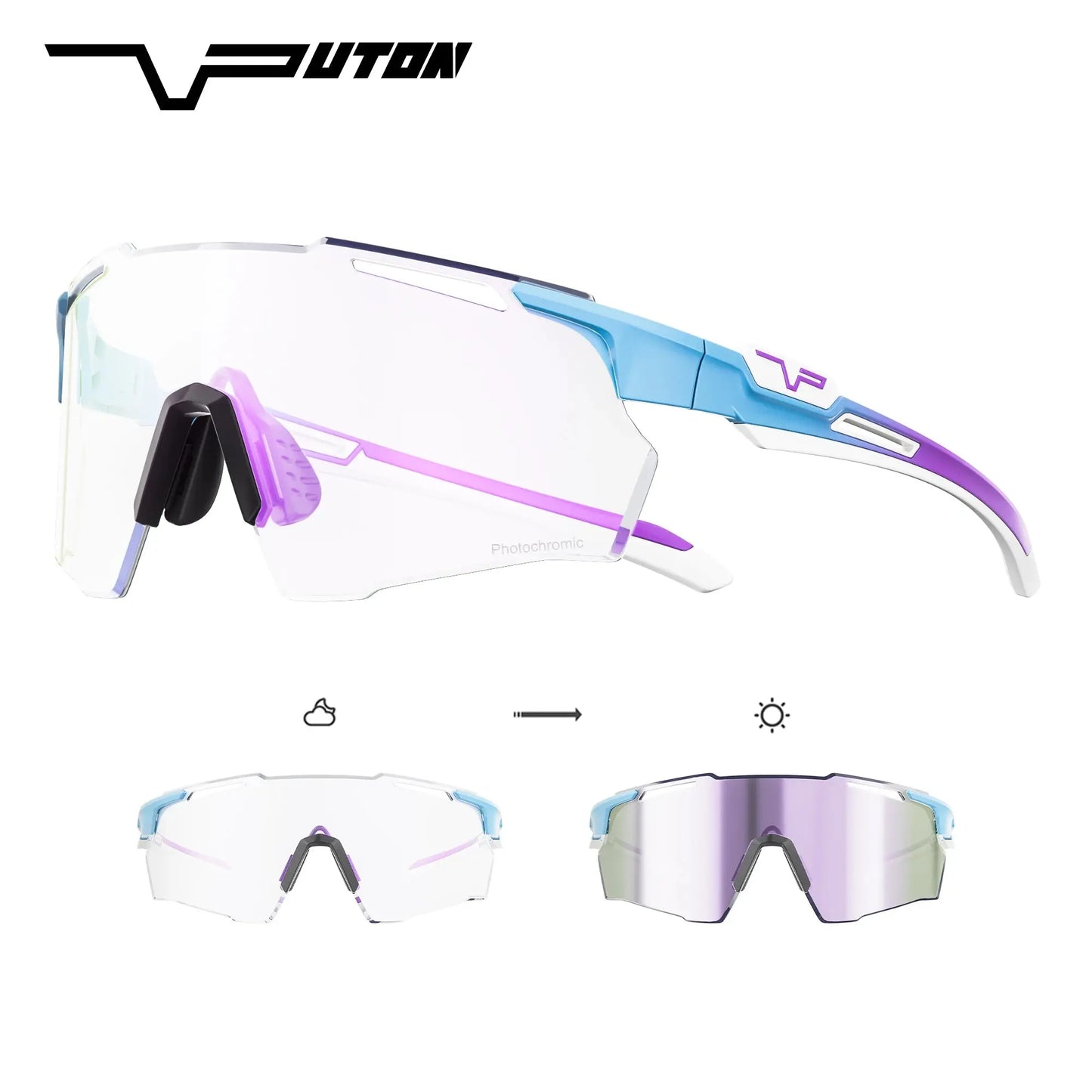 PUTON Photochromic Cycling Glasses Outdoor Running Sunglasses Men Women MTB Road Bike Glasses Fashion Hiking Drive Sunglasses PowerGlide Motors & Accessories