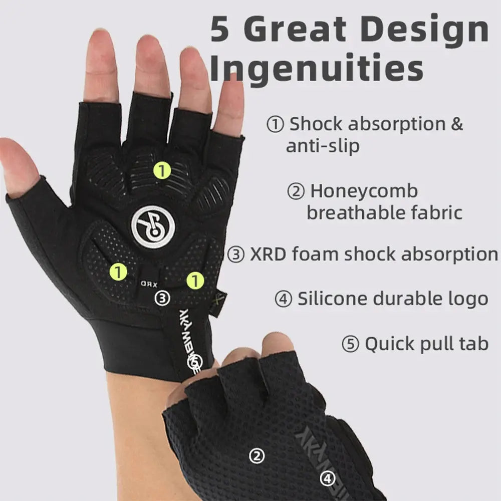 YKYWBIKE Cycling Gloves Unisex Half Finger PORON XRD Summer Breathable Shock Absorbing Bicycle Outdoors Road Bike Gloves PowerGlide Motors & Accessories