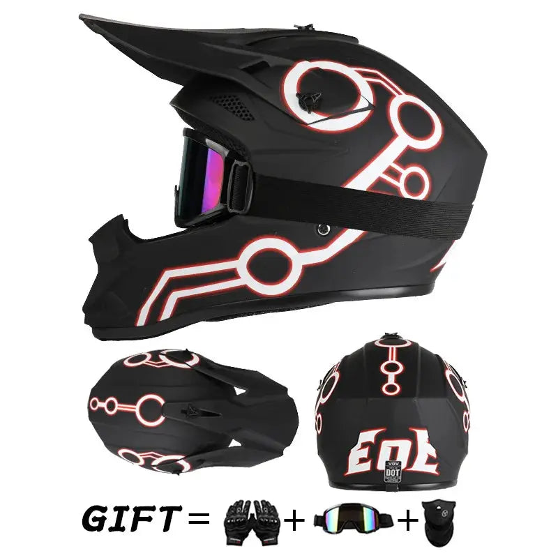 Off road motorcycle helmet rally downhill full helmet riding with goggles suitable for all seasons for men women and children PowerGlide Motors & Accessories