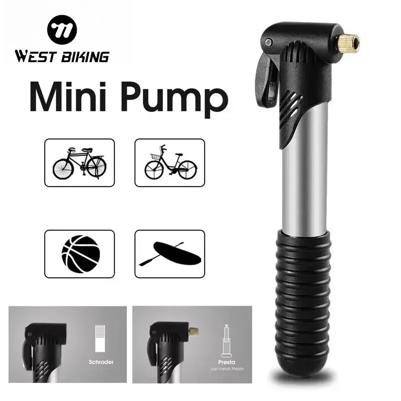 WEST BIKING Portable Mini Bicycle Pump Cycling Hand Air Pump Ball Tire Inflator Schrader Presta Valve MTB Road Bike Accessories PowerGlide Motors & Accessories