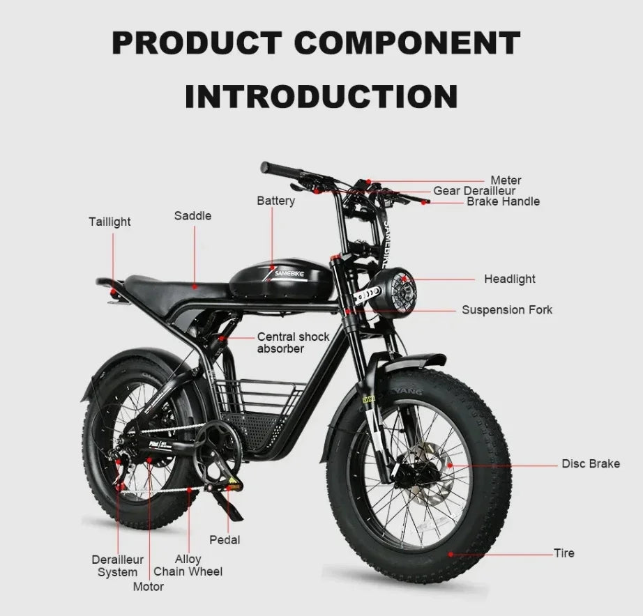 SAMEBIKE M20 Fat Tire Electric Bike with Dual 48V Battery