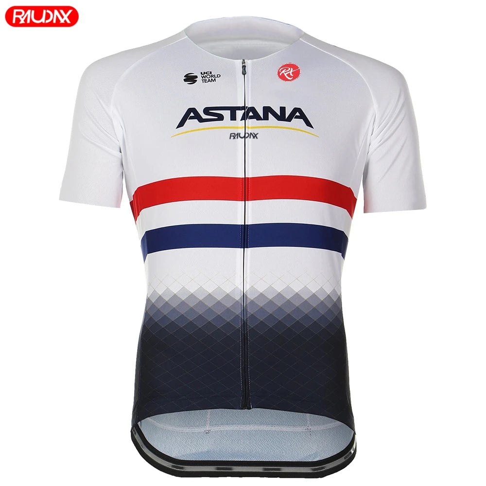 ASTANA Raudax Short Sleeve Cycling Jersey TdF 2024 Cycling Set Racing Bicycle Clothing Suit Breathable Mountain Bike Clothes