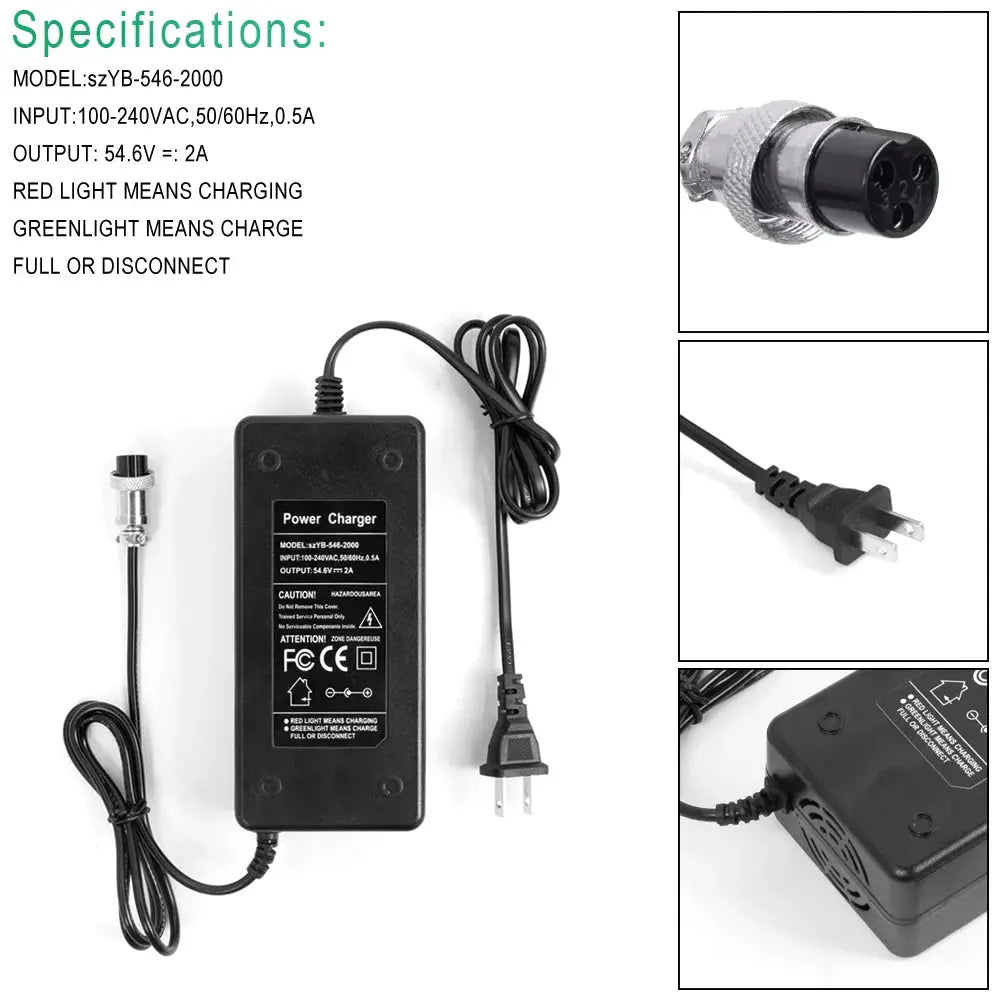 Battery Charger For Kugoo M4 / C1 Pro Electric Scooter /Bicycle Charger E-Bike 54.6V 2A For 48V Li-ion Battery Pack Parts PowerGlide Motors & Accessories