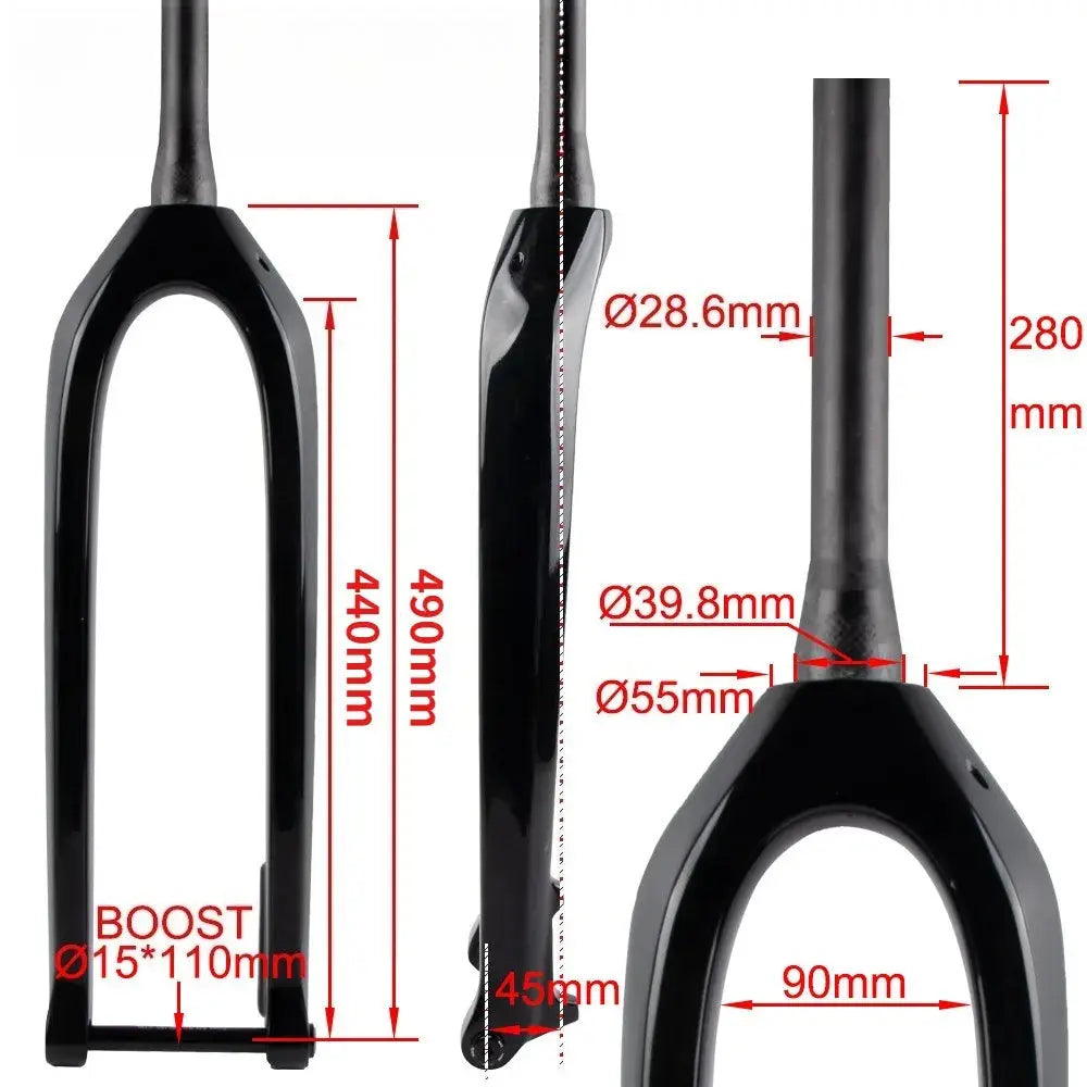 Full Carbon Fiber Mountain Bike Front Fork Tapered Tube Thru-Axle Straight Tube Lightweight Bike Parts for Mountain Bikes 29er PowerGlide Motors & Accessories