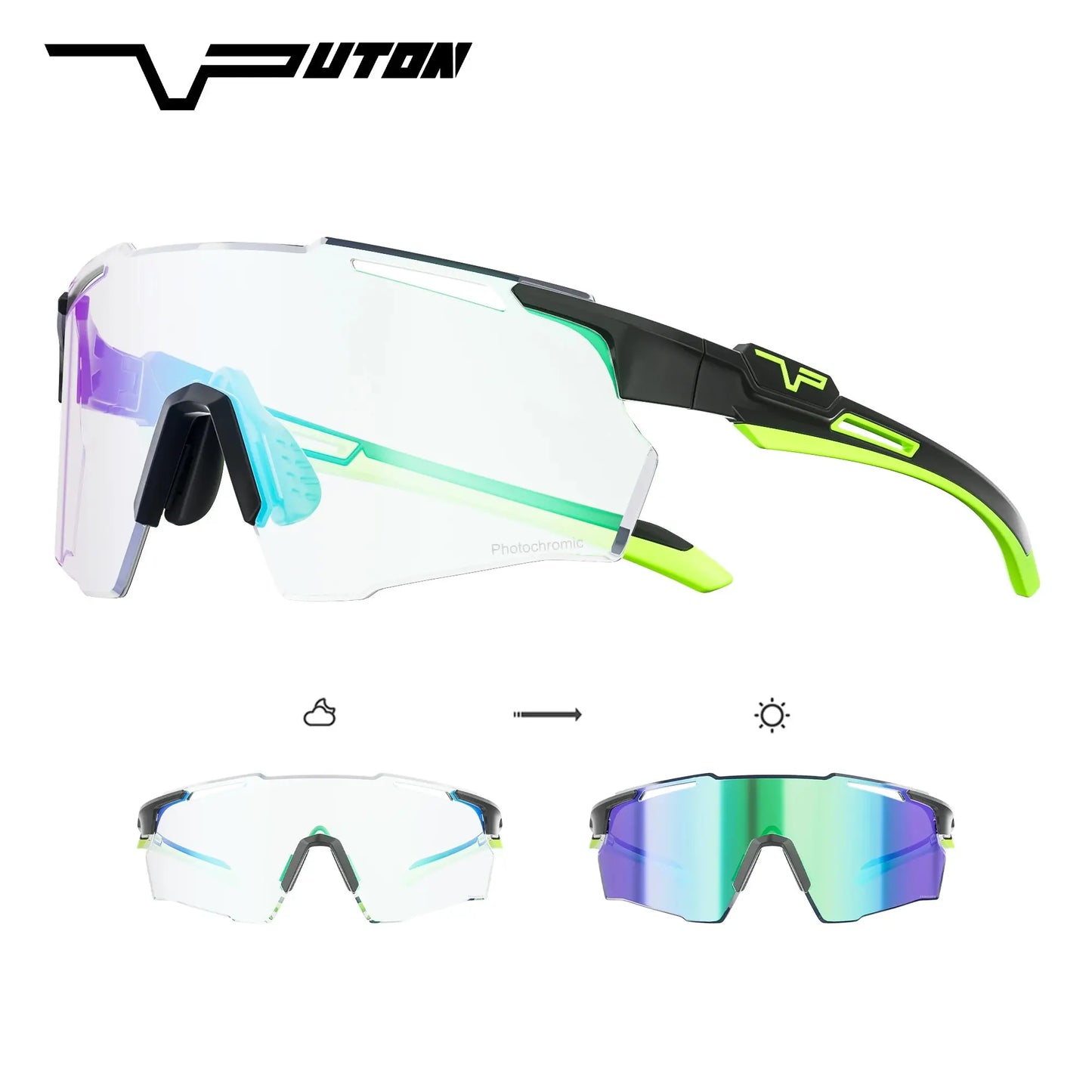 PUTON Photochromic Cycling Glasses Outdoor Running Sunglasses Men Women MTB Road Bike Glasses Fashion Hiking Drive Sunglasses PowerGlide Motors & Accessories