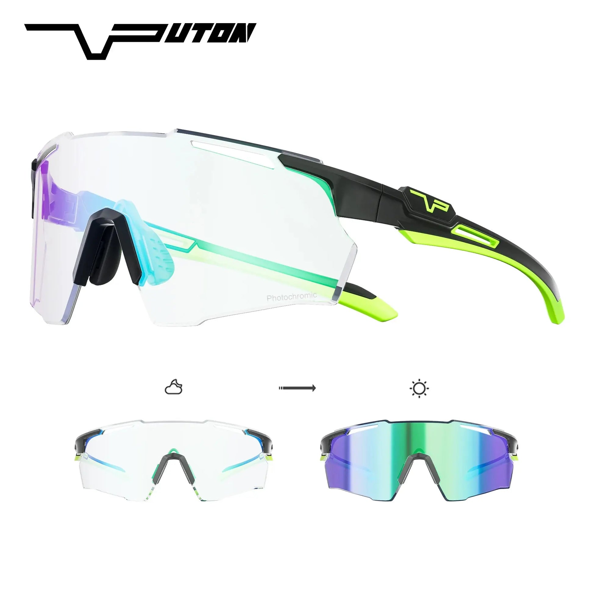 PUTON Photochromic Cycling Glasses Outdoor Running Sunglasses Men Women MTB Road Bike Glasses Fashion Hiking Drive Sunglasses PowerGlide Motors & Accessories