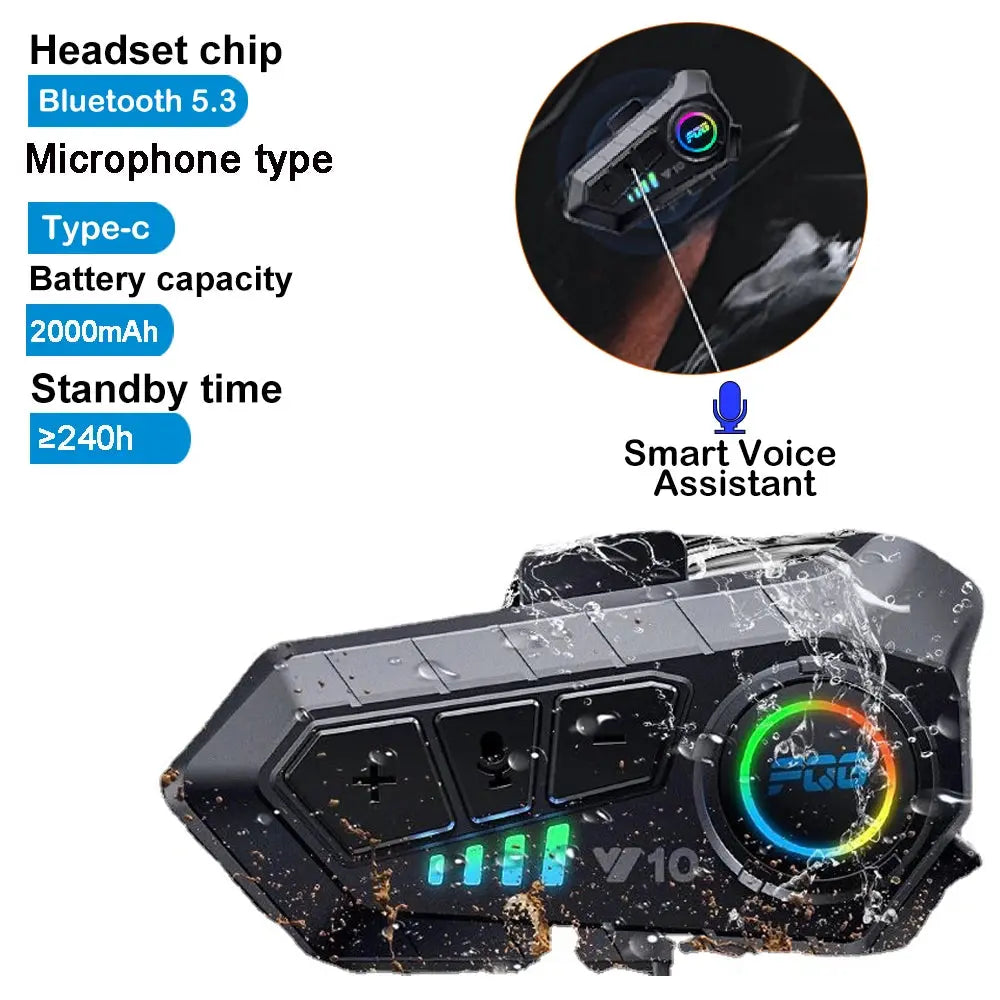 Bluetooth 5.3 Helmet Headset Wireless Hands-free Call Phone Kit Motorcycle Waterproof Earphone MP3 Music Player Speaker for Moto PowerGlide Motors & Accessories