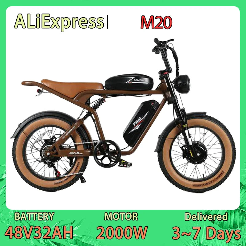 SAMEBIKE M20 Fat Tire Electric Bike with Dual 48V Battery