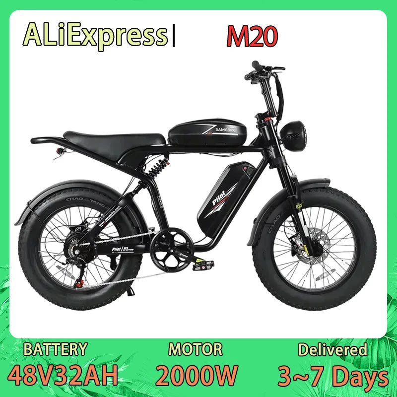 SAMEBIKE M20 Fat Tire Electric Bike with Dual 48V Battery