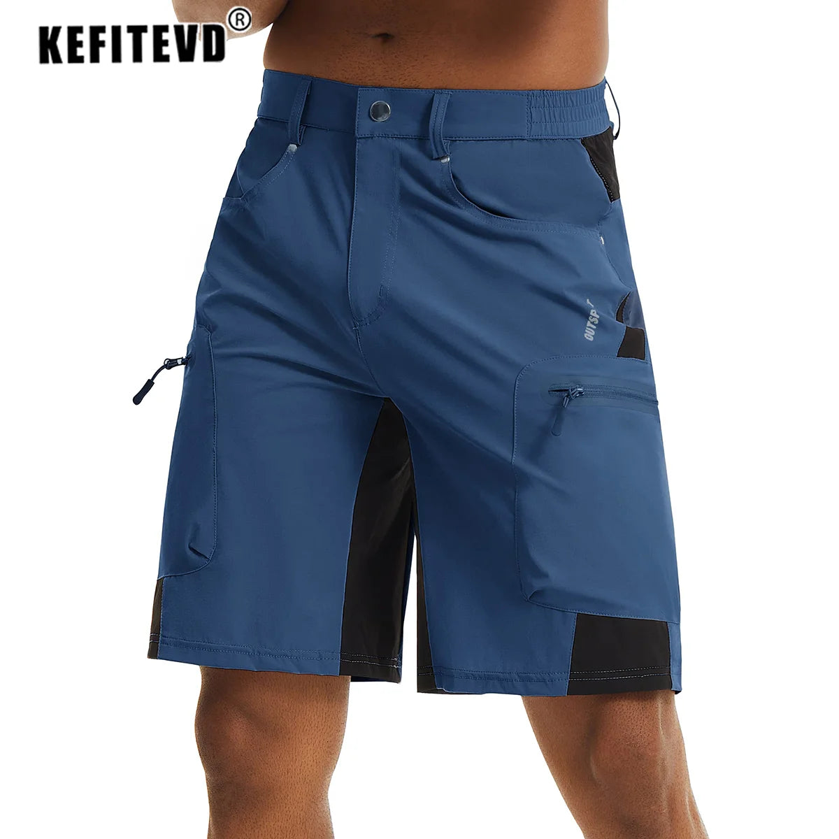 KEFITEVD Summer Men's Cargo Shorts Quick Dry Hiking Work Short Lightweight Fishing Climbing Trekking Short Outdoor Running Male