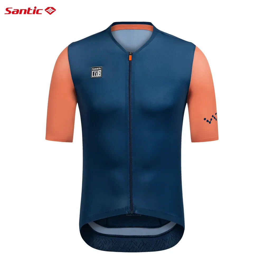 Santic Cycling Jerseys Men Short Sleeve Professional Breathable Powerband Reflective Quick Dry WM24C02237