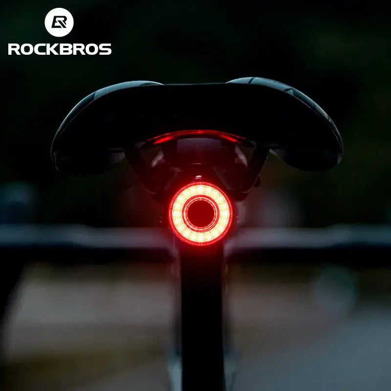 ROCKBROS Smart Bike Tail Light Bicycle Rear Lights IPX6 Waterproof Bike Lights for Night Riding with Type C Rechargeable PowerGlide Motors & Accessories