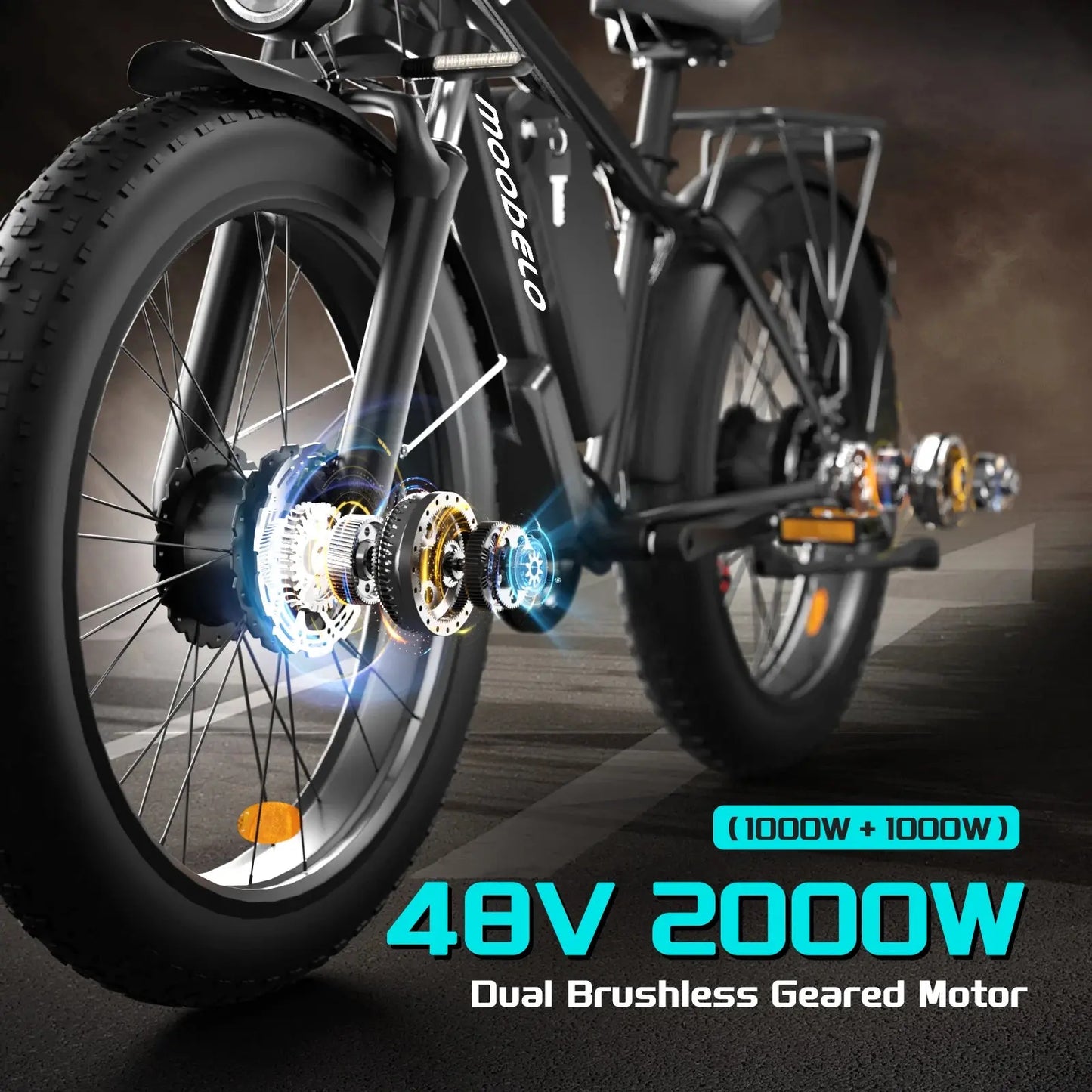 Moobelo M1 2000W Dual-Motor E-Bike 48V 22.4ah Fat Tires Full Suspension CE Certified US Warehouse Snow Beach Urban Riding Ebike PowerGlide Motors & Accessories