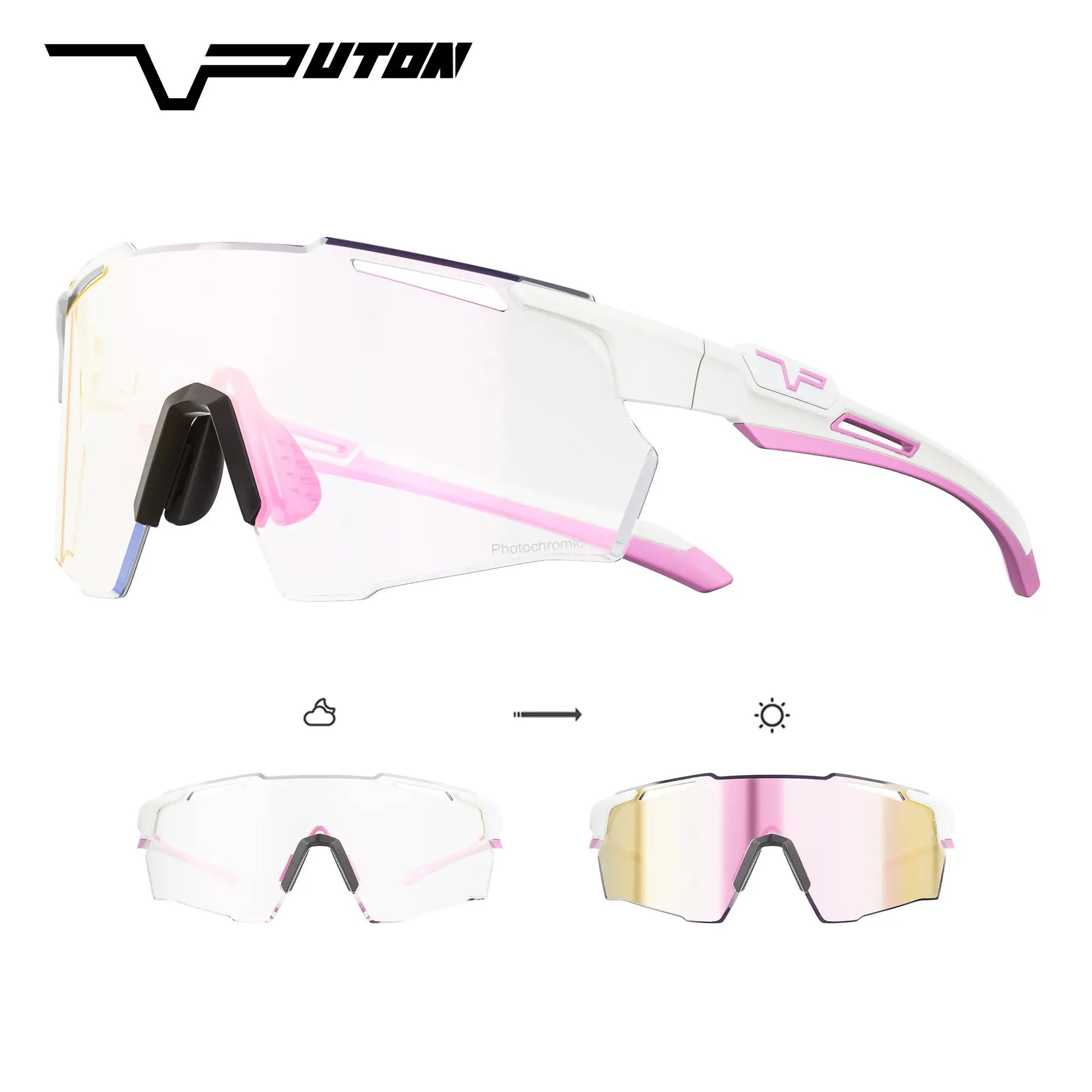 PUTON Photochromic Cycling Glasses Outdoor Running Sunglasses Men Women MTB Road Bike Glasses Fashion Hiking Drive Sunglasses PowerGlide Motors & Accessories