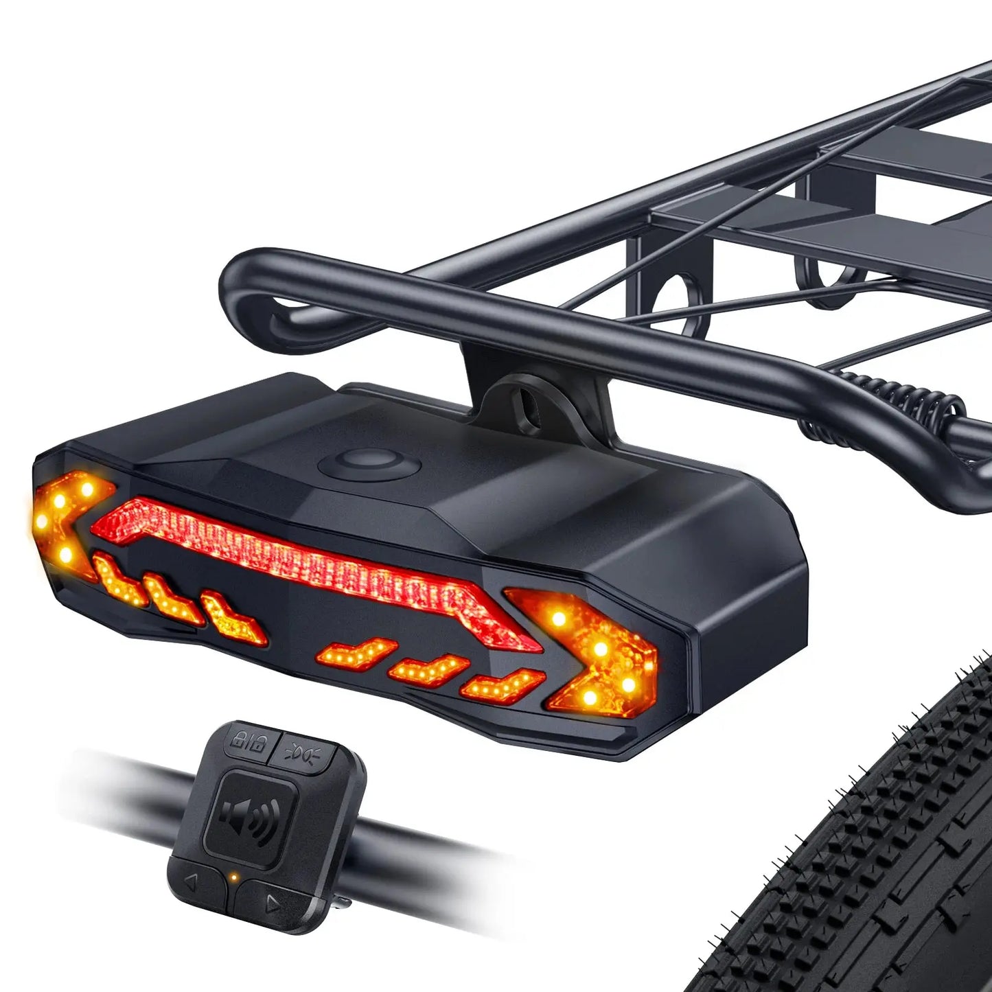Wireless Bicycle Alarm Rear Tail Light With Turn Signal IP65 Waterproof USB Charging Bike Brake Sensor Taillight With Bracket PowerGlide Motors & Accessories