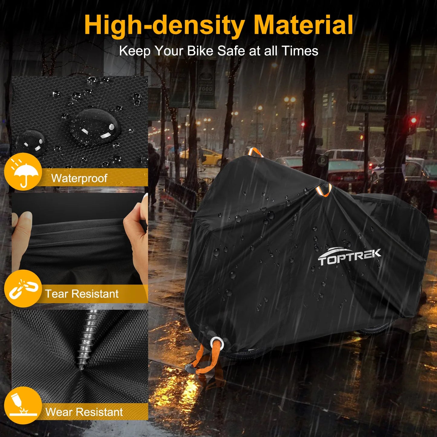 Toptrek Waterproof Bike Cover | 210T Oxford Fabric | All-Weather Protection
