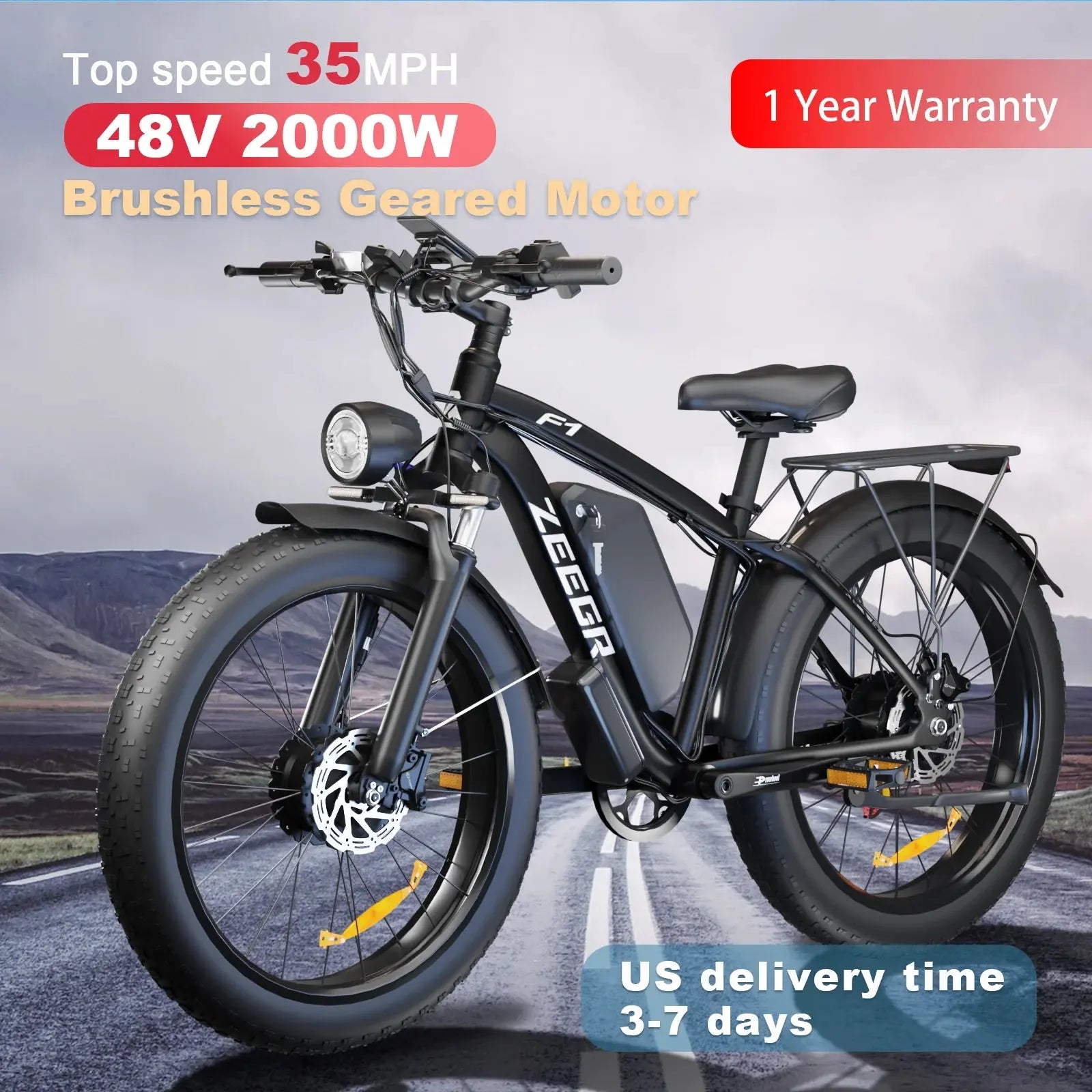 Moobelo M1 2000W Dual-Motor E-Bike 48V 22.4ah Fat Tires Full Suspension CE Certified US Warehouse Snow Beach Urban Riding Ebike PowerGlide Motors & Accessories