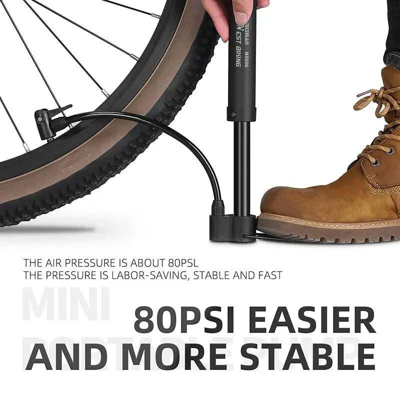 WEST BIKING MTB Bicycle Pump 80 PSI Bike Manual Air Pump Balloon Tire Inflator Schrader Valve Floor Pump Cycling Accesories PowerGlide Motors & Accessories