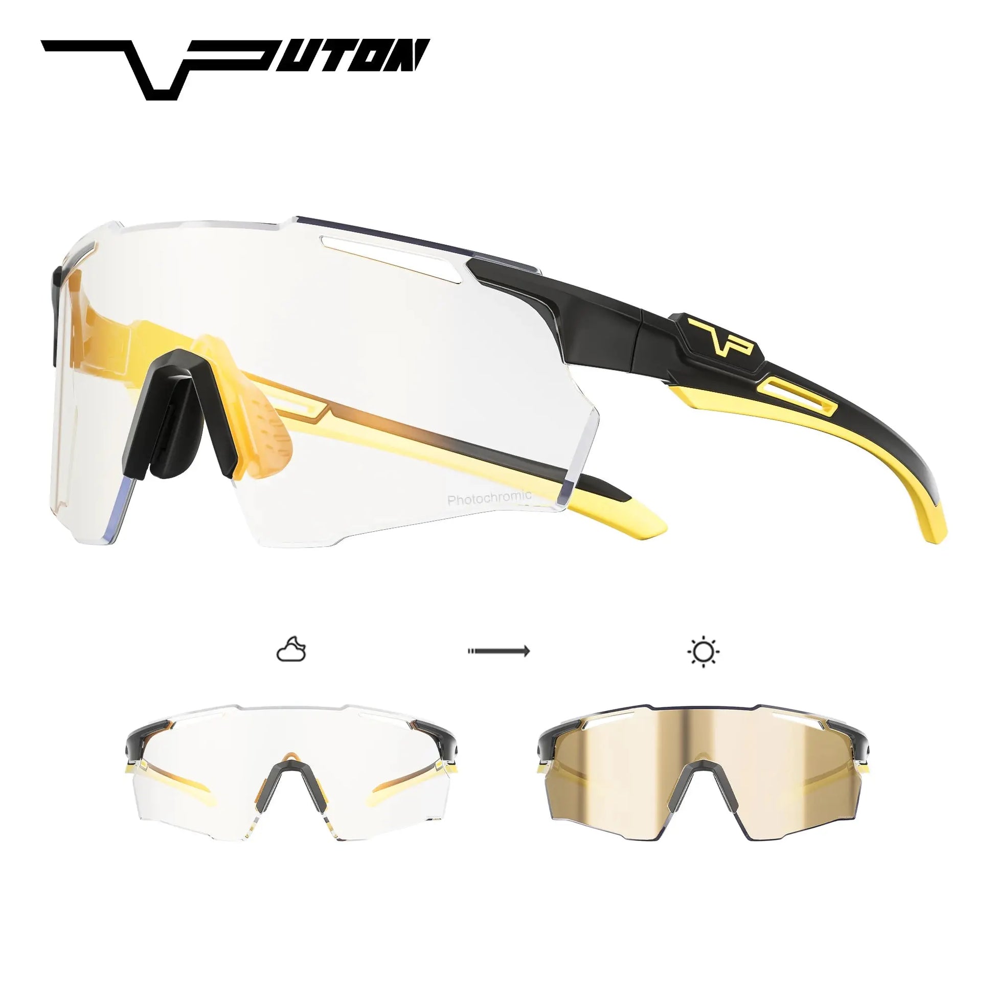 PUTON Photochromic Cycling Glasses Outdoor Running Sunglasses Men Women MTB Road Bike Glasses Fashion Hiking Drive Sunglasses PowerGlide Motors & Accessories