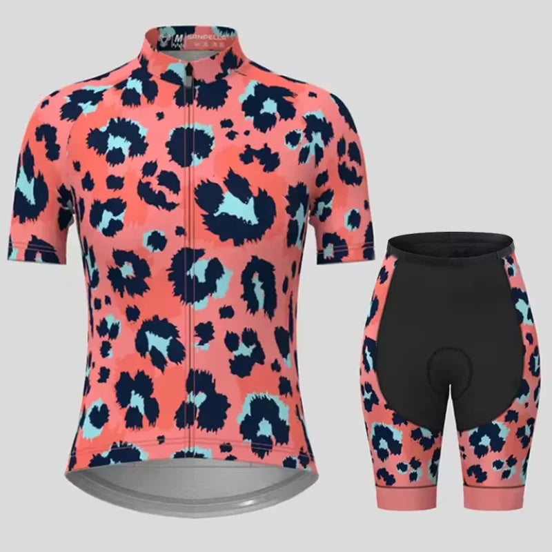 Men's Short Sleeve Bicycle Leopard print, MTB Cycling Clothing, Bike Uniform, Cycle Shirt, Racing Cycling Jersey Set, Summer