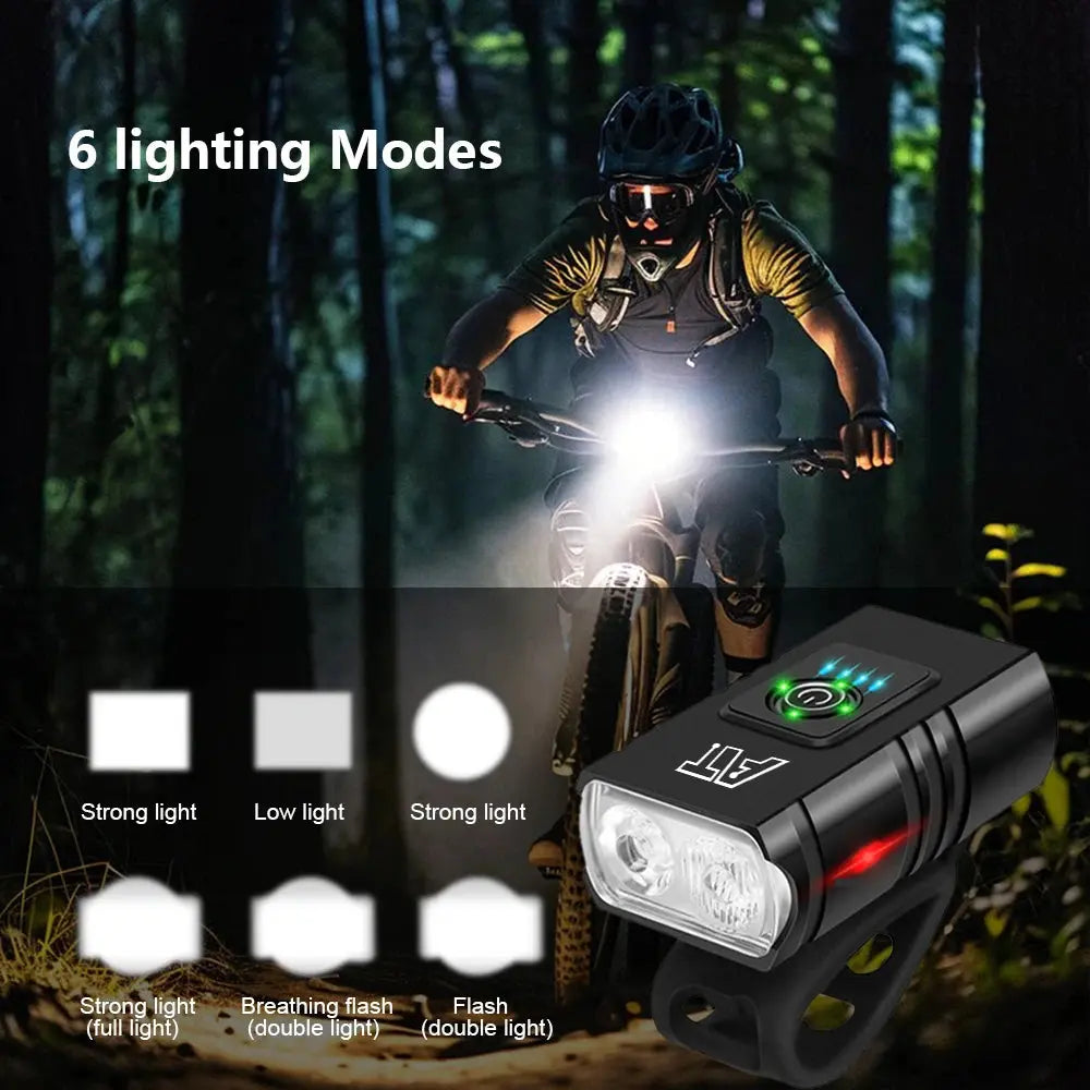 LED Bicycle Front Light Type-C Rechargeable Bicycle Headlight MTB Road Bike Headlamp Easy to Install Cycling Accessories PowerGlide Motors & Accessories
