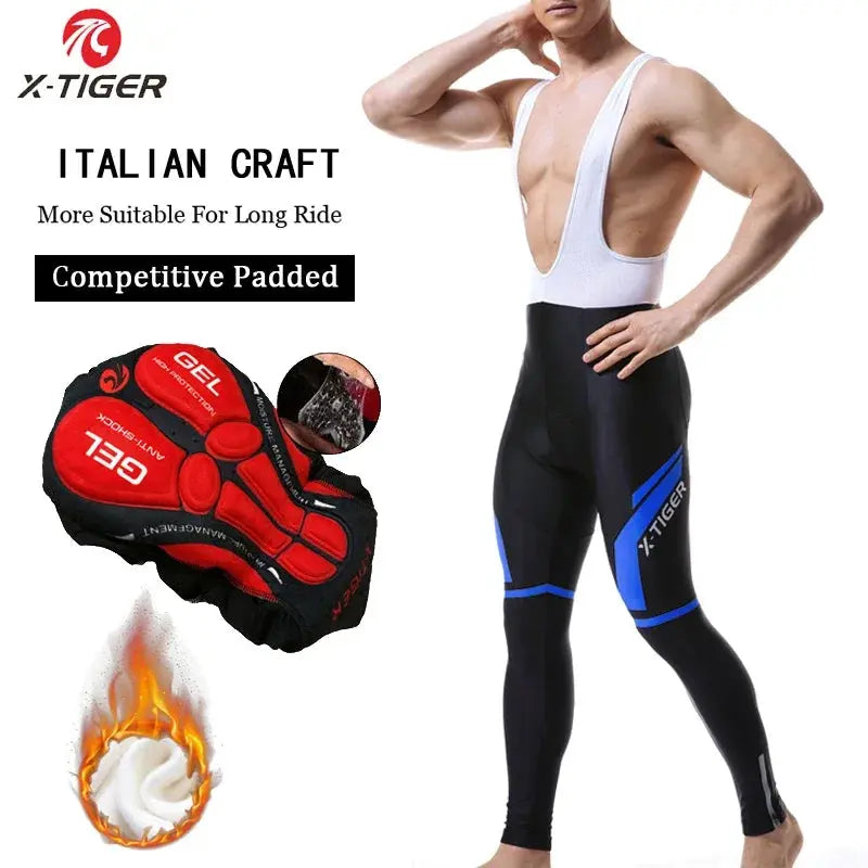 X-Tiger Keep Warm Cycling Bib Trousers Winter Thermal Mountain Bike Pants Bicycle Tights Coolmax 5D Gel Pad Cycling Bib Pants PowerGlide Motors & Accessories