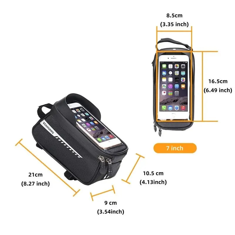 Bicycle Front Beam Bag Front Tube Cycling Bag Bicycle Waterproof Phone Case Holder Touchscreen waterproof Saddle Bag Accessories PowerGlide Motors & Accessories