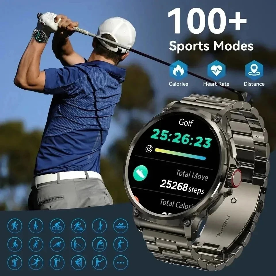 New 1.85-inch ultra AMOLED smartwatch, GPS track, HD Bluetooth call; 710 mah large battery 400+ dial, suitable for Huawei Xiaomi
