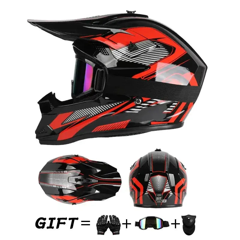 Off road motorcycle helmet rally downhill full helmet riding with goggles suitable for all seasons for men women and children PowerGlide Motors & Accessories