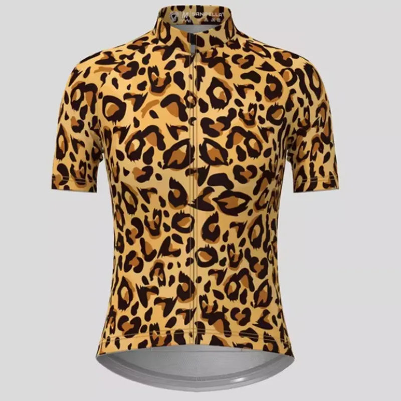 Men's Short Sleeve Bicycle Leopard print, MTB Cycling Clothing, Bike Uniform, Cycle Shirt, Racing Cycling Jersey Set, Summer